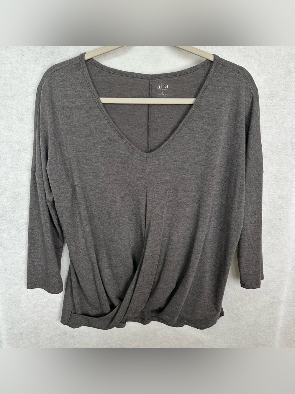 A.N.A Women's Dark Gray V-Neck Front Twist Top